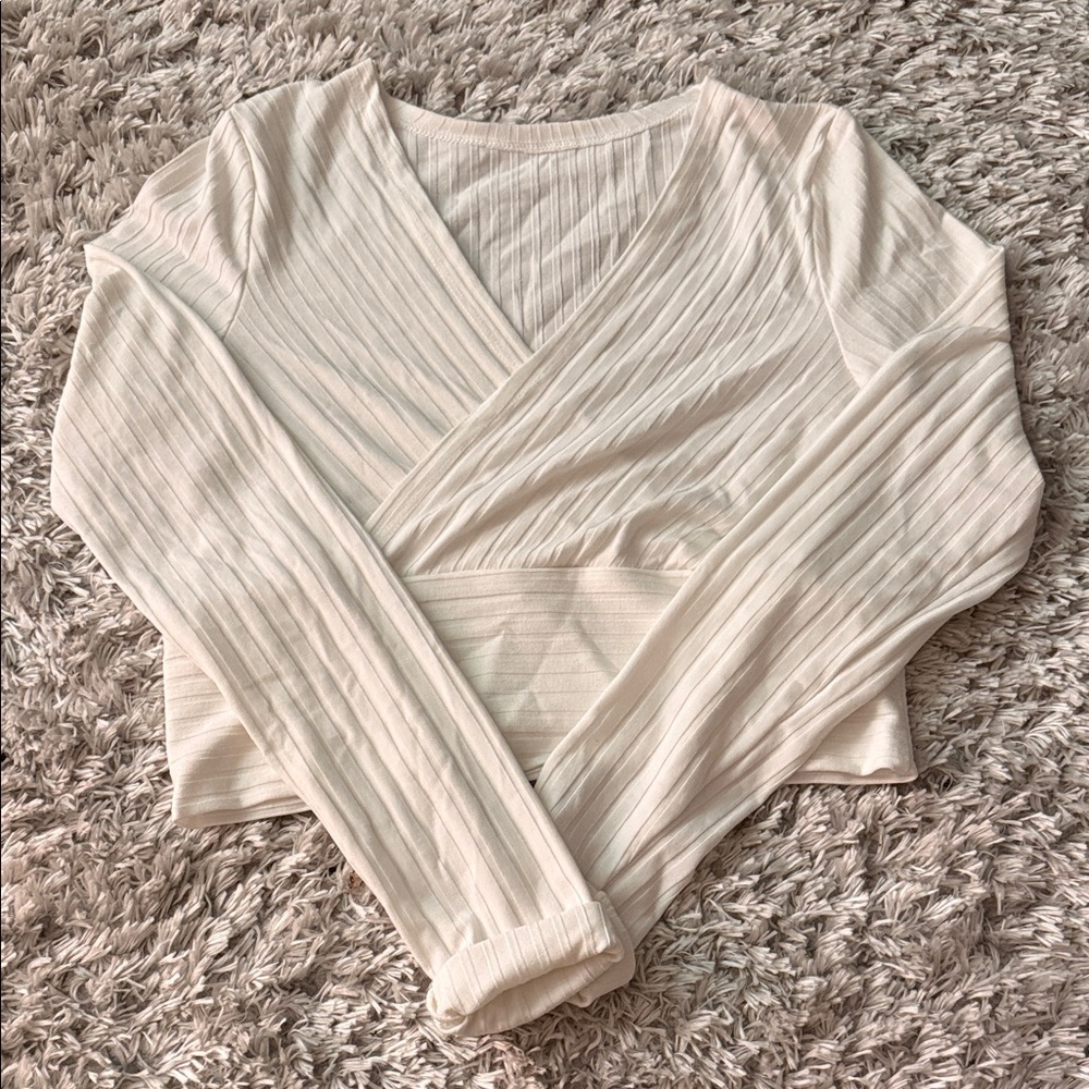 Elegant Cream V-Neck Wrap Top